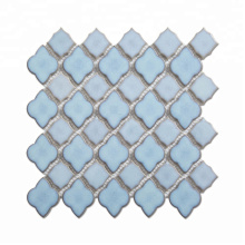 Blue Lantern Arabesque Ceramic Porcelain Pool Tile Blue Mosaic for Swimming